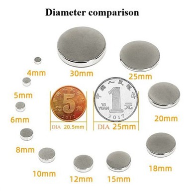 Diameter 8mm neodym runde magneter i forskellige tykkelser på lager